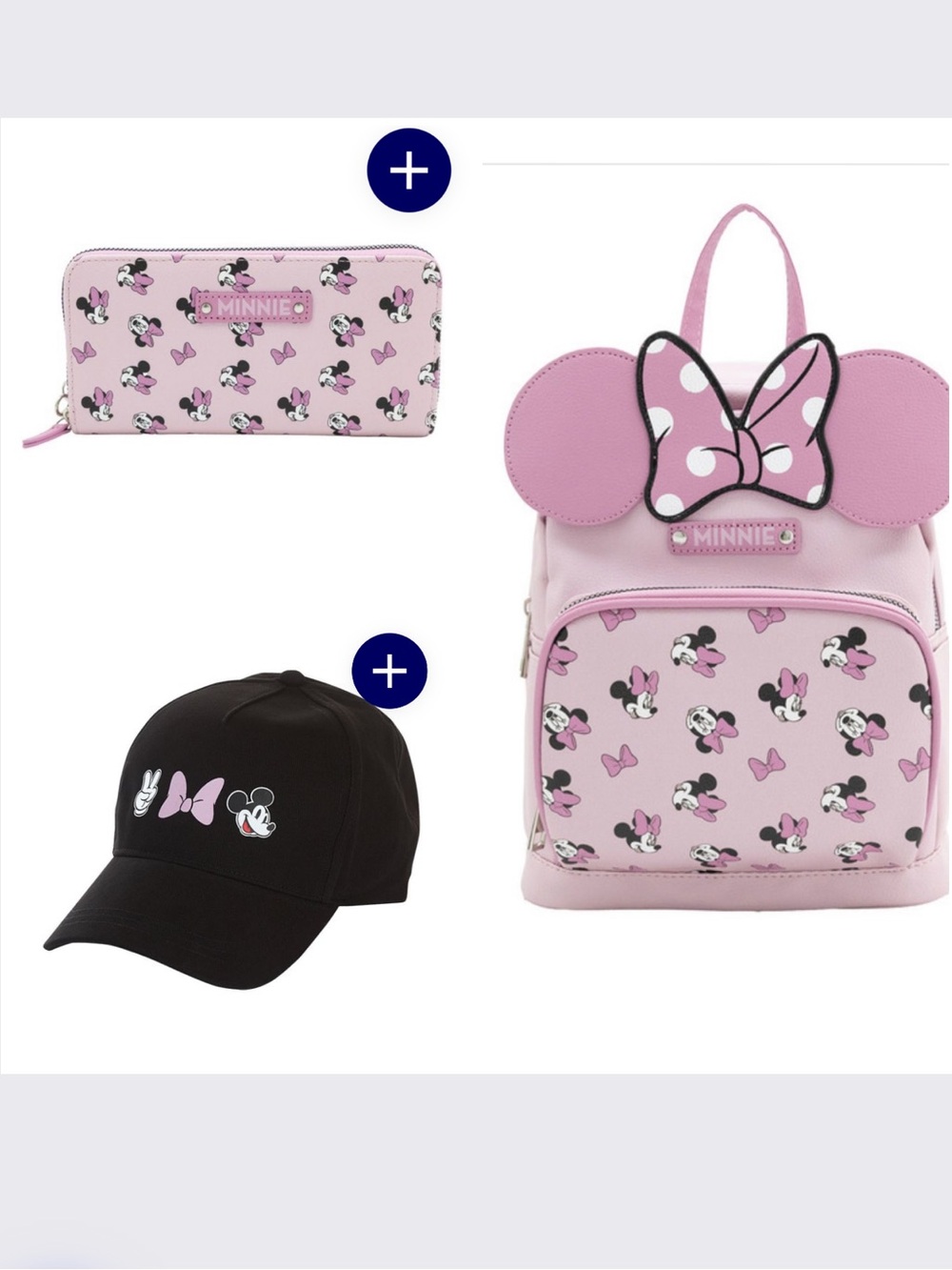 Aldi Disney Minnie Mouse Pink Bundle 🎀 Mini Backpack + Matching wallet + Cap